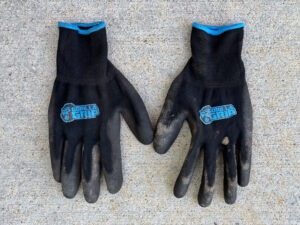 Pair of black Gorilla Grip work gloves