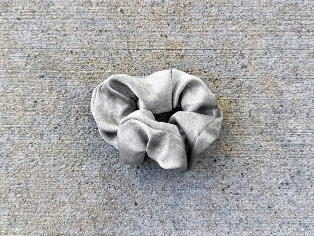 Silver color hair scrunchie
